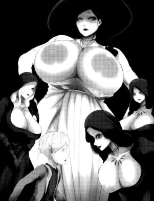 Dimitrescu Resident Evil: Piranha peituda seduzindo e fodendo com garoto em Hentai HQ Brasileiro