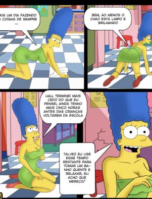 Bart arrombando a baiseira bucetuda da Marge em Simpsons Hentai HQ Brasileiro