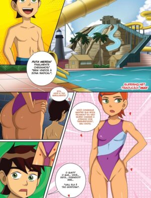 Provocando o tarado no parque aquático – Gwen com Ben em Hentai HQ Brasileiro