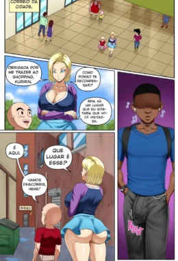 Android 18 se diverte em gloryhole chupando muita piroca em parodia Hentai de Dragon Ball em HQ Brasileiro