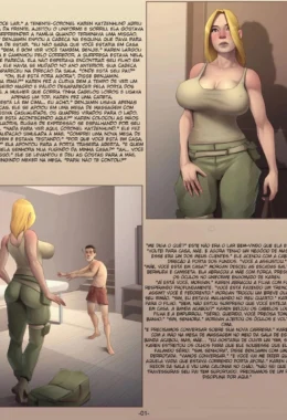 Mamãe Militar dá Atenção Especial ao Filho Crescido” em hentai HQ