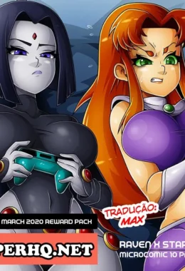 Raven e Starfire em uma noite proibida de prazer lésbico nos Jovens Titãs
